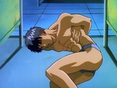 Hot hentai boy with six pack gets his cock sucked