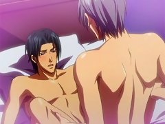 Gay hentai men having anal sex in bed and from behind in pool